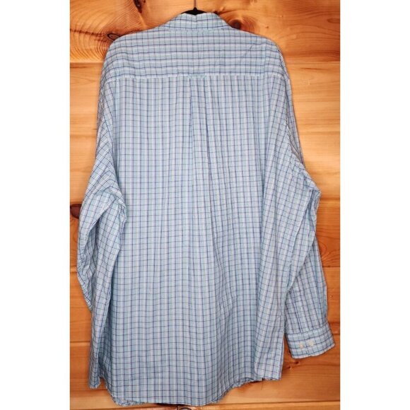 Saddlebred Easy Care Gray Teal Plaid Lightweight Button Down Mens 3XTL - Picture 12 of 16